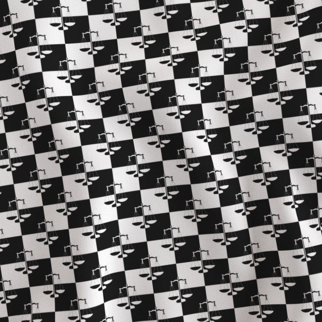 Small Black and White Scales of Justice Geometric Fashion Pattern