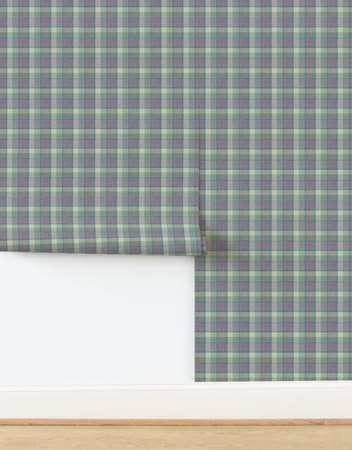 Weathered Wool Scottish Christmas Tartan with Sage Green and Lavender Wallpaper