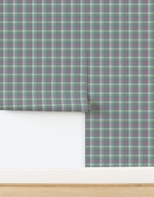 Weathered Wool Scottish Christmas Tartan with Lavender and Mint Green Wallpaper