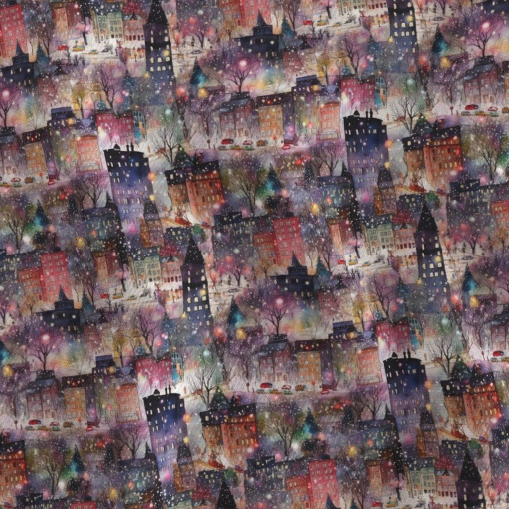 Small New York City Christmas Street Watercolor