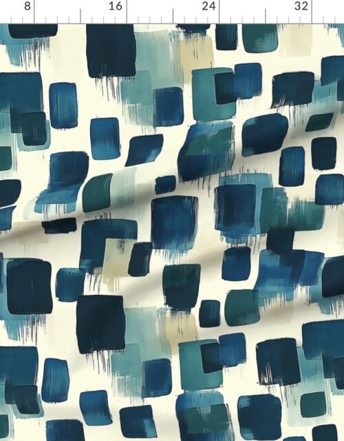 Large Abstract Brushstroke City Blocks in Deep Blue and Teal