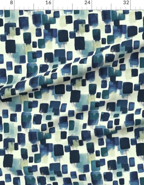Abstract Brushstroke Blocks in Navy Teal and Soft Cream