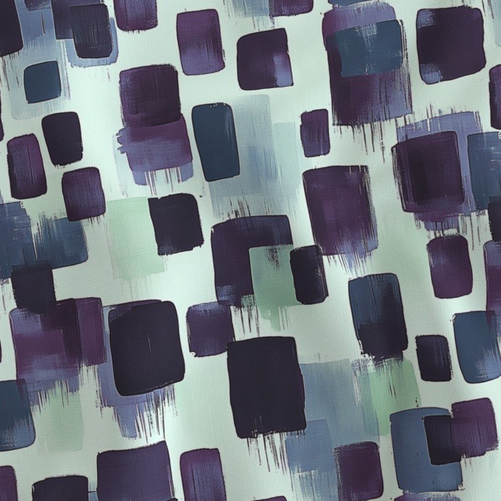 Abstract Brushstroke Blocks in Purple Teal and Cream