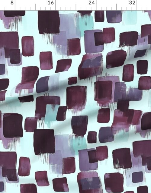 Large Abstract Brushstroke Blocks in Burgundy Teal and Soft Mint