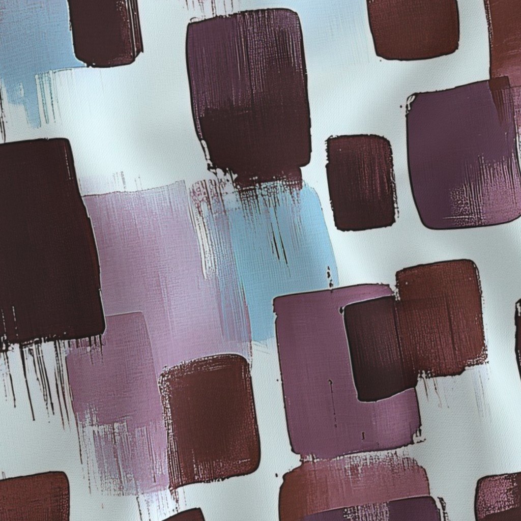 Large Abstract Brushstroke Blocks in Burgundy Lavender and Sky Blue