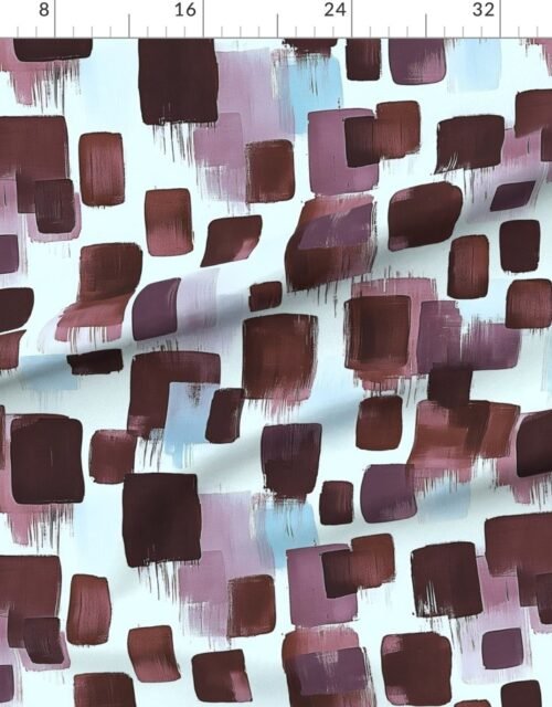 Large Abstract Brushstroke Blocks in Burgundy Lavender and Sky Blue
