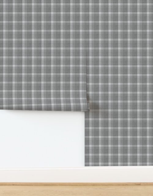 Weathered Wool Scottish Christmas Tartan with Frosty Gray and White Wallpaper