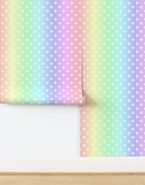 Polka Dot Dream in Calming Pastel Rainbow Colors Wallpaper