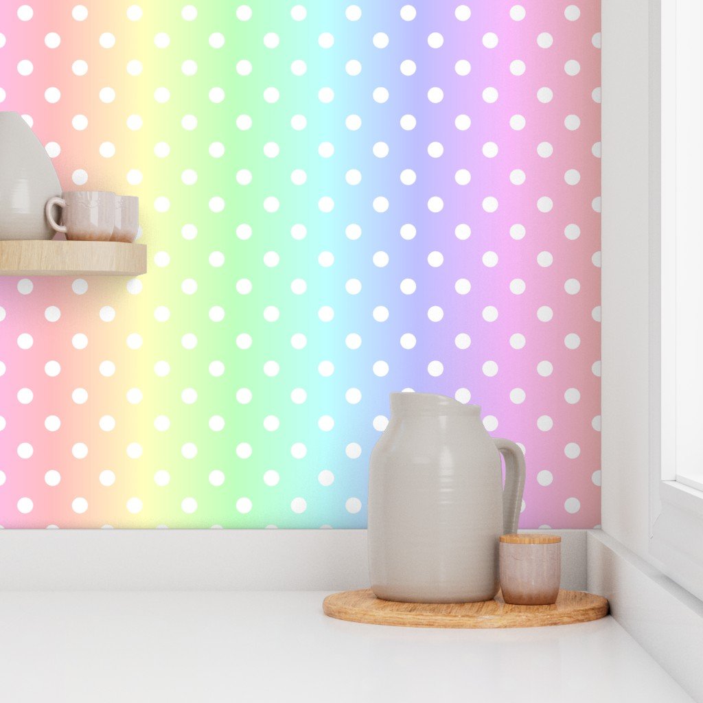 Polka Dot Dream in Calming Pastel Rainbow Colors Wallpaper