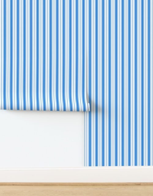 French Blue Ticking Stripe Design de Provence Wallpaper