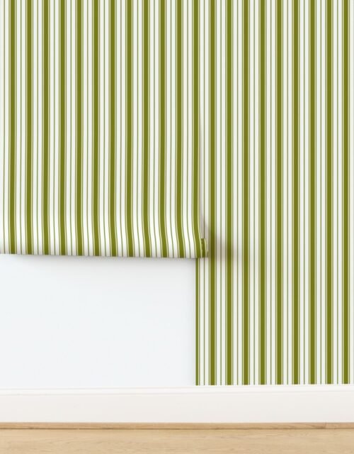 Olive Green Ticking Stripe Design de Nice Wallpaper