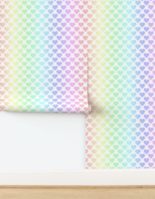Rainbow Heart Symphony in Soft Pastels Wallpaper