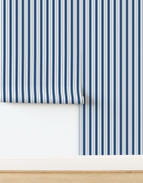 Midnight Blue Ticking Stripe Design de Lyon Wallpaper