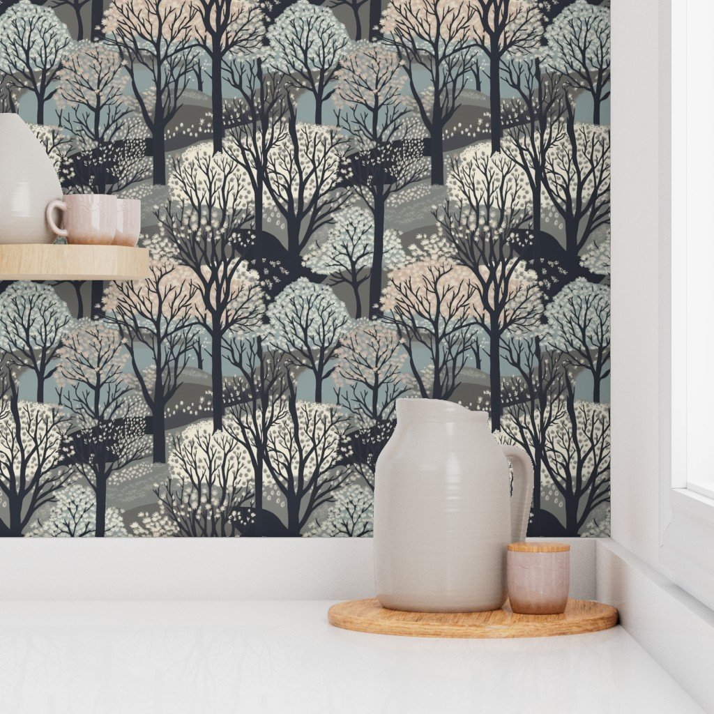 Small New England Endless Forest Trees Winter Wallpaper