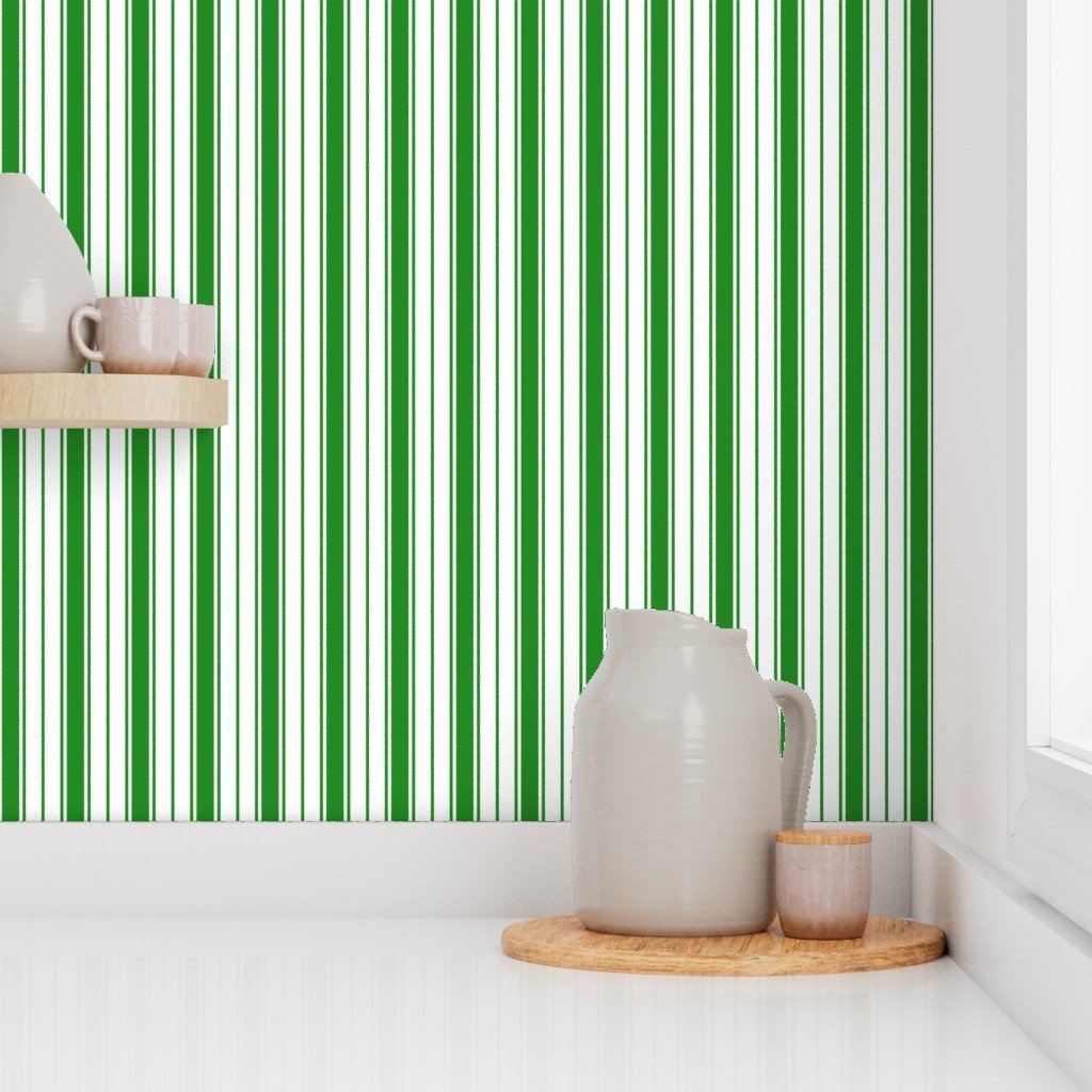 Forest Green Ticking Stripe Design de Versailles Wallpaper
