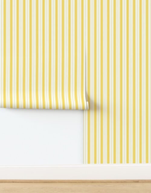 Mustard Yellow Ticking Stripe Design de Dijon Wallpaper