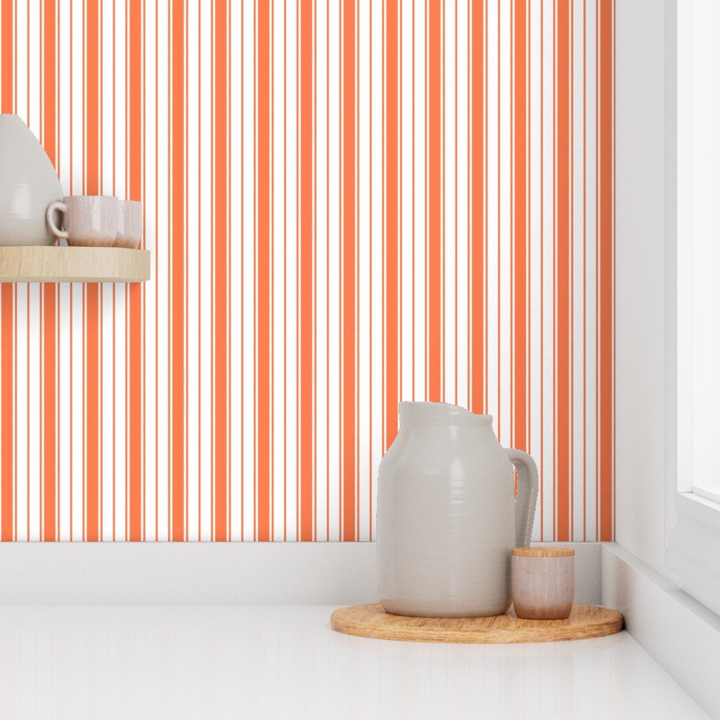 Coral Ticking Stripe Design de Corsica Wallpaper