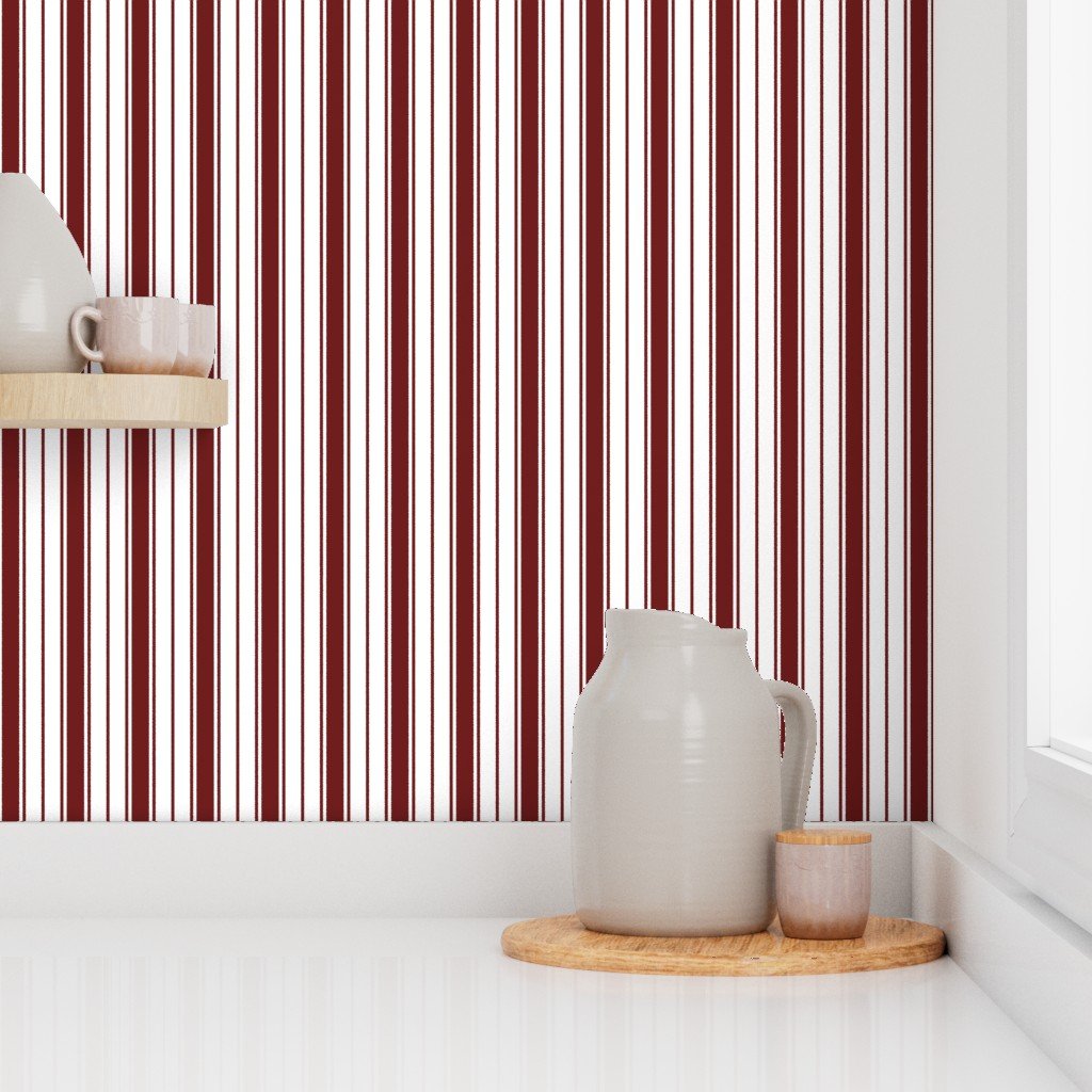 Plum Ticking Stripe Design de Alsace Wallpaper