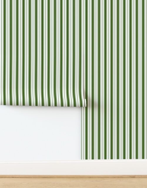 Normandy Green Ticking Stripe Design Wallpaper