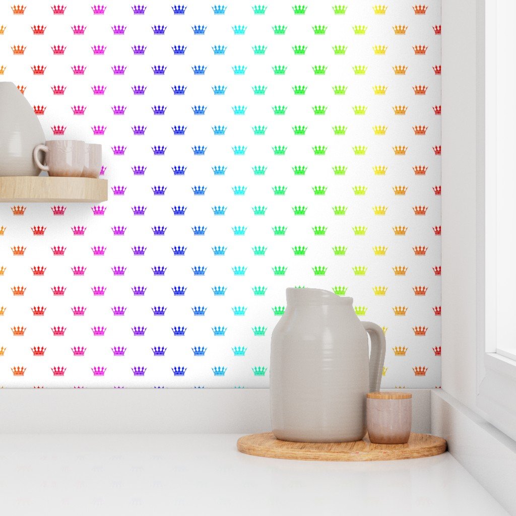Delicate Rainbow Crown Pattern – Regal Hues Collection Wallpaper