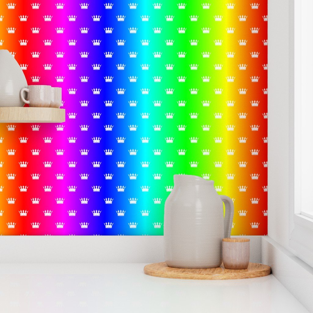 Small Gradient Rainbow Crown Pattern – Regal Hues Collection Wallpaper