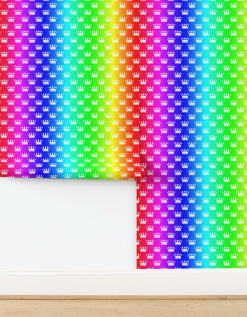 Bold Gradient Rainbow Crown Pattern - Regal Hues Collection Wallpaper