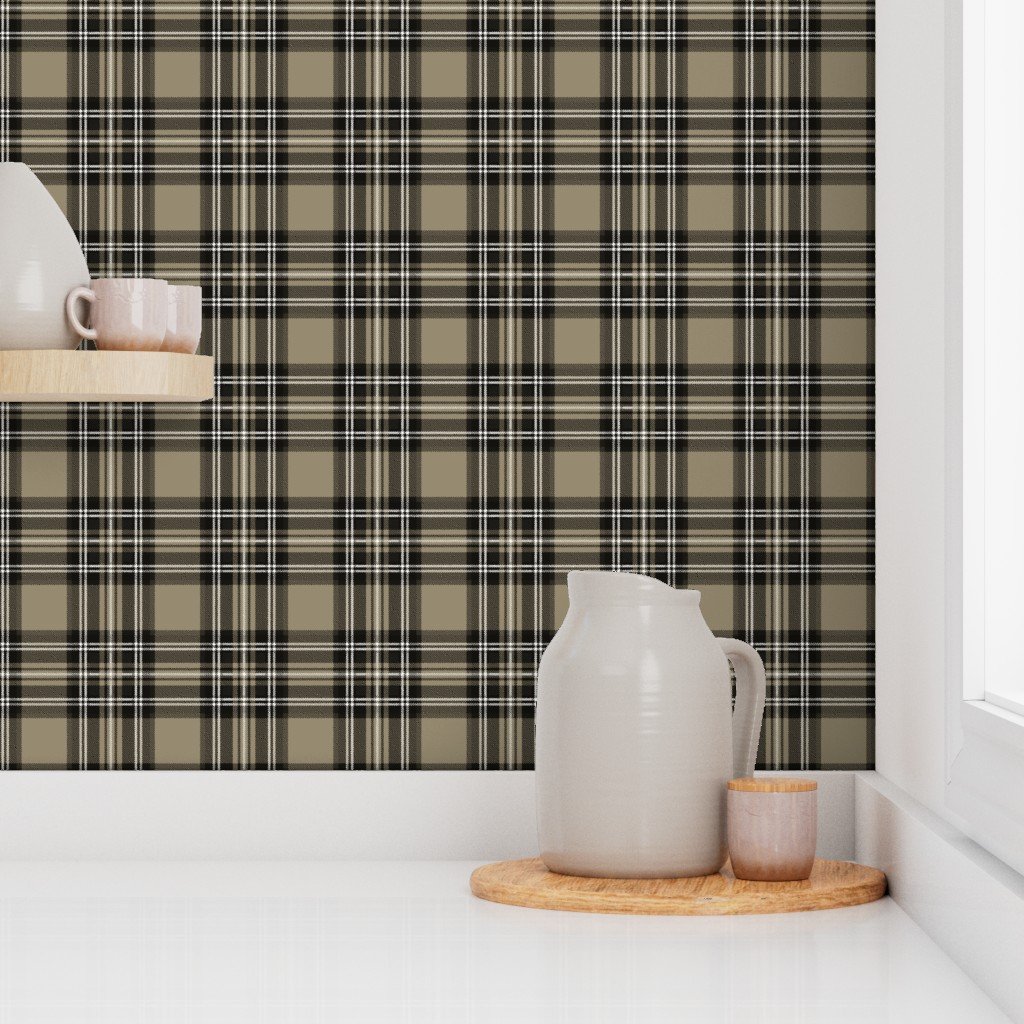 Brown Tan Beige Stewart Christmas Tartan Wallpaper