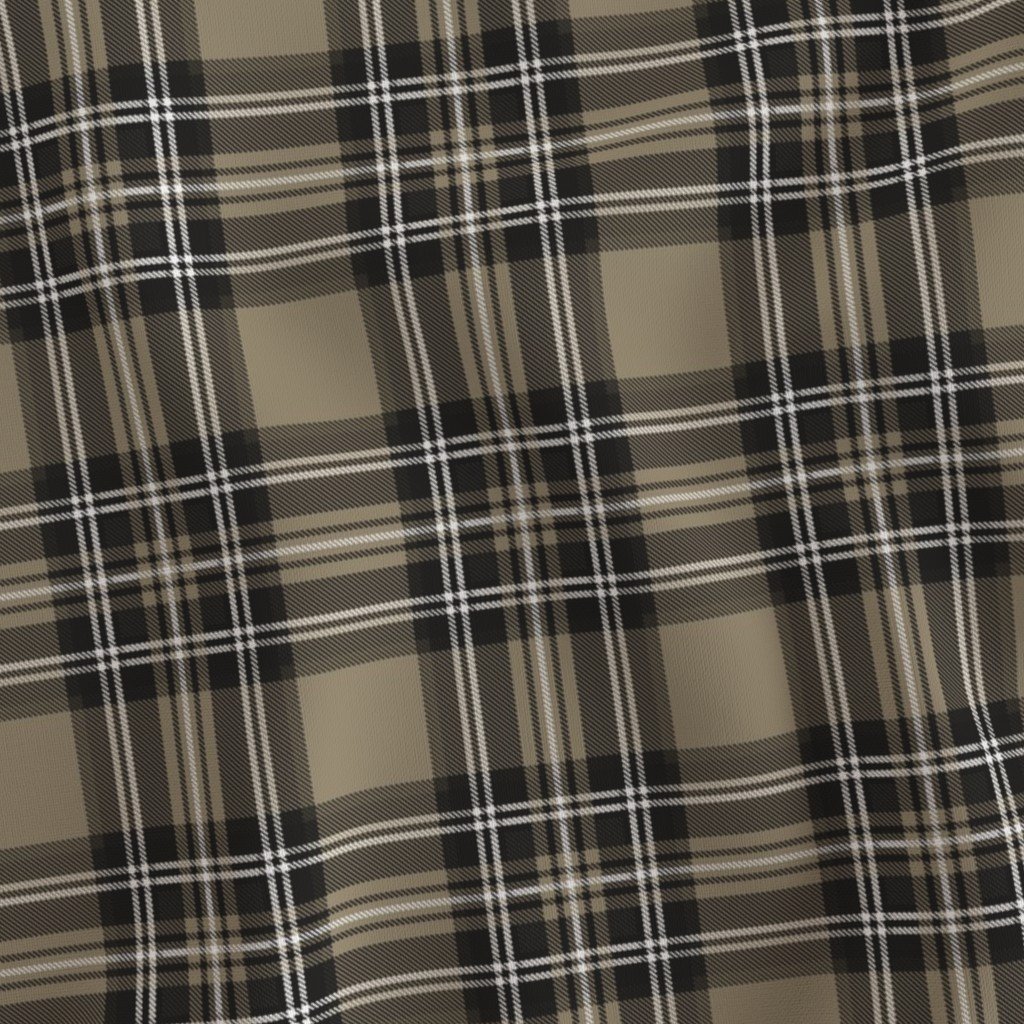 Small Brown Tan Beige Stewart Christmas Tartan
