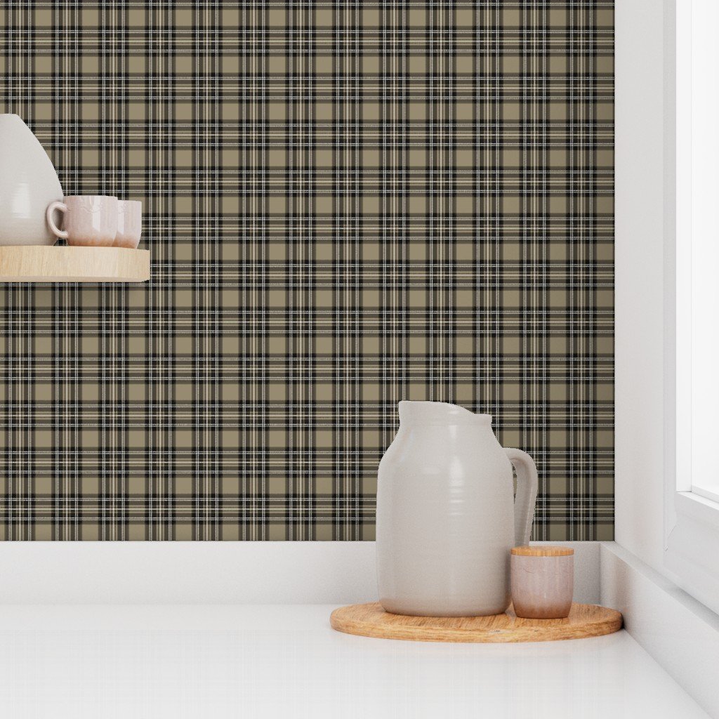 Small Brown Tan Beige Stewart Christmas Tartan Wallpaper