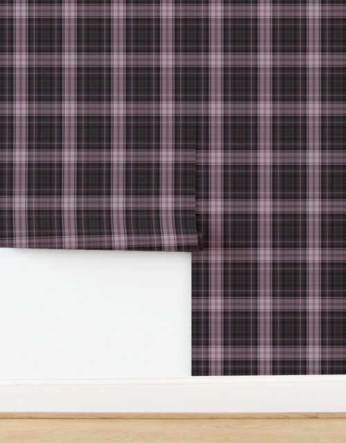 Dress Gordon Scottish Tartan Weave in Muted Faded Rose and Charcoal Wallpaper