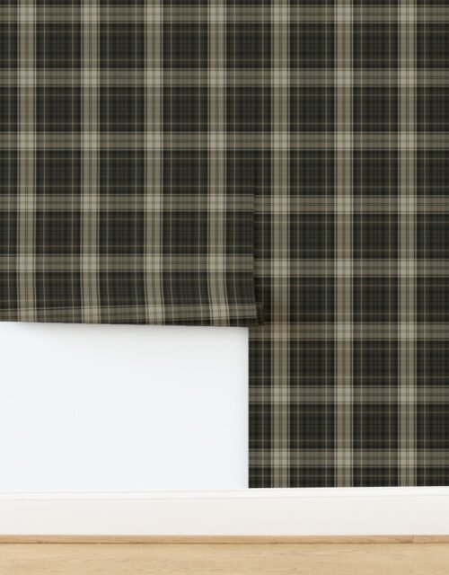 Dress Gordon Scottish Tartan in Olive Green and Beige Wallpaper