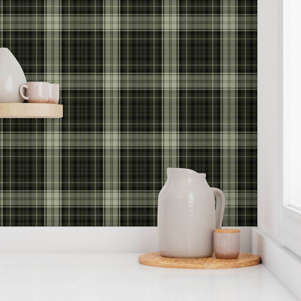 Dress Gordon Scottish Tartan in Forest Green and Sage Wallpaper