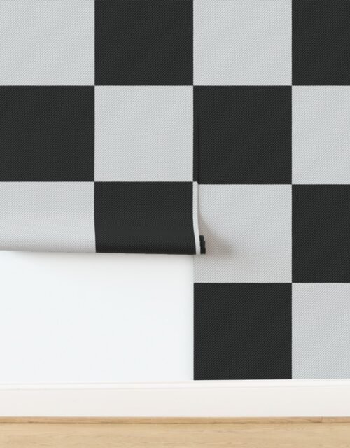 Large Black and White Carbon Fiber Check Wallpaper