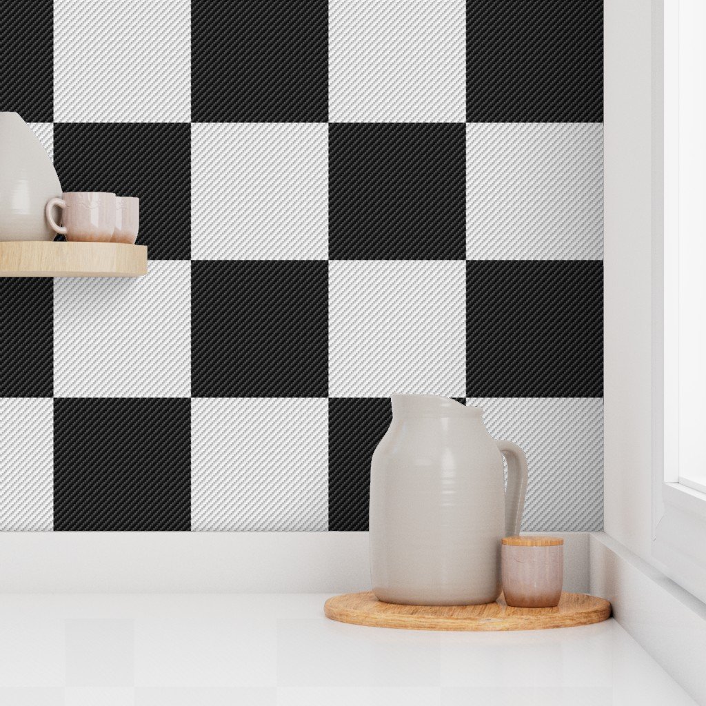 Black and White Carbon Fiber Check Wallpaper