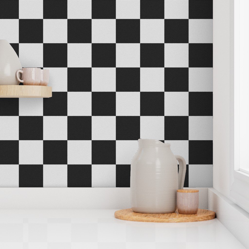 Small Black and White Carbon Fiber Check Wallpaper