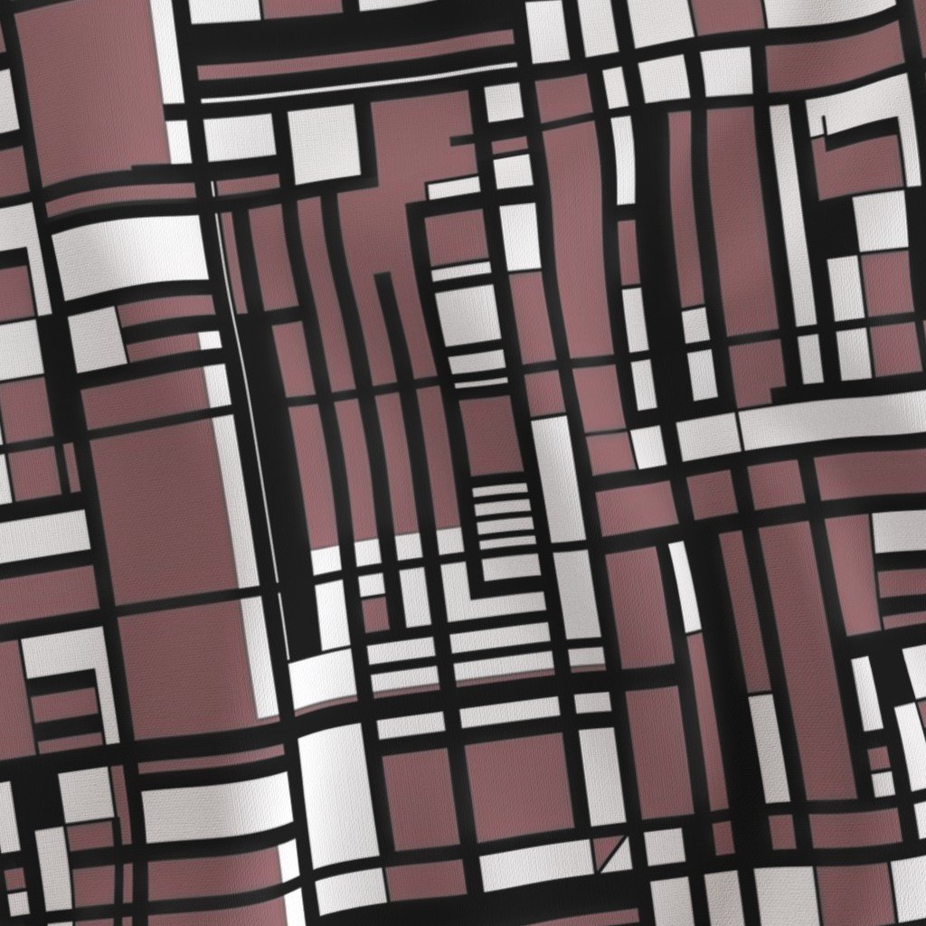 Dusty Rose Modernist City Blocks Geometric Pattern