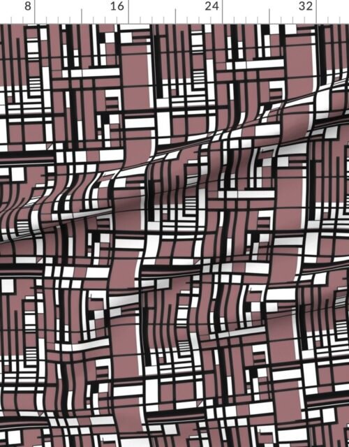 Dusty Rose Modernist City Blocks Geometric Pattern