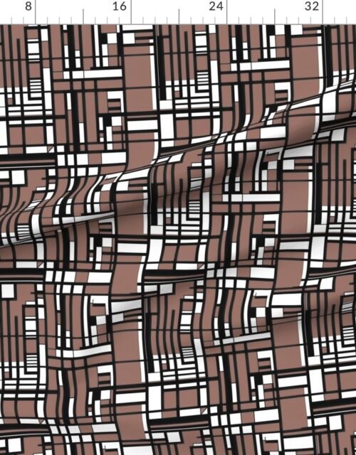 Clay Brown Modernist City Blocks Geometric Pattern