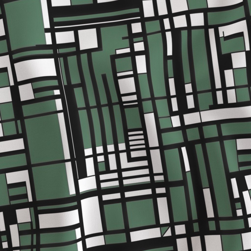 Eucalyptus Green Modernist City Blocks Geometric Pattern