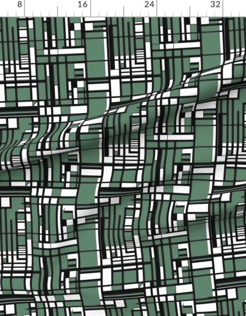 Eucalyptus Green Modernist City Blocks Geometric Pattern