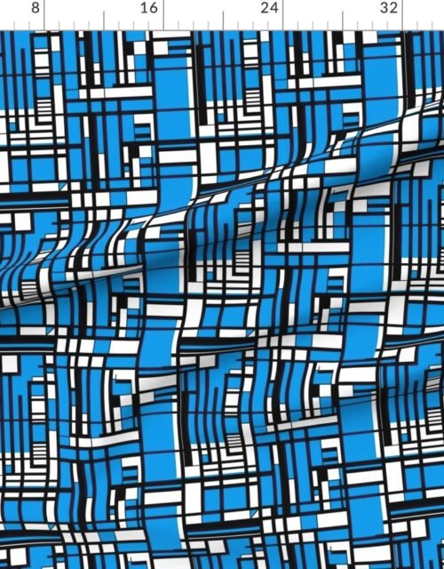 Cyan Blue Modernist City Blocks Geometric Pattern