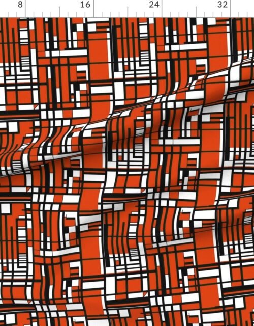 Burnt Orange Modernist City Blocks Geometric Pattern