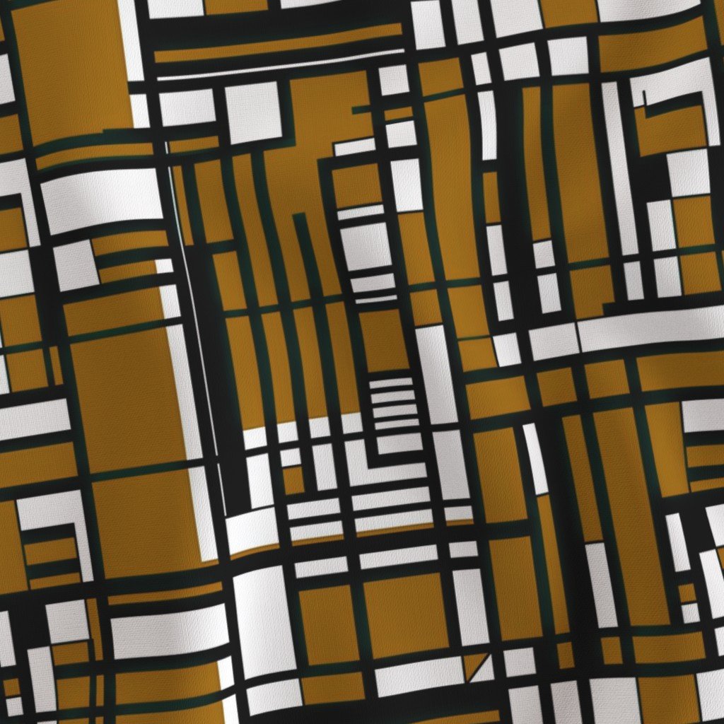 Mustard Gold Modernist City Blocks Geometric Pattern