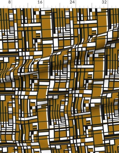 Mustard Gold Modernist City Blocks Geometric Pattern