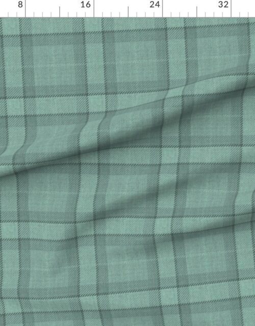 Dusty Teal and Misty Aqua Wool-Texture Tartan Plaid Fabric
