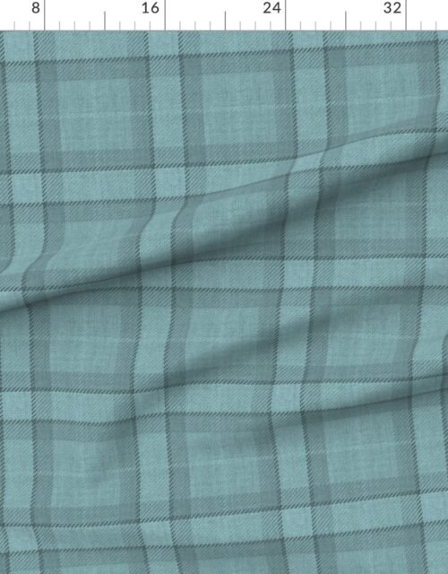 Arctic Blue and Cool Slate Wool-Style Tartan Plaid Fabric