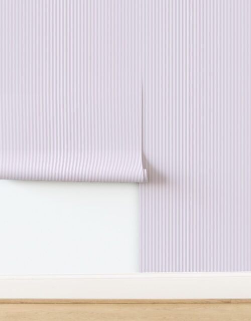 Soft Lilac Pinstripe in an English Country Garden Wallpaper