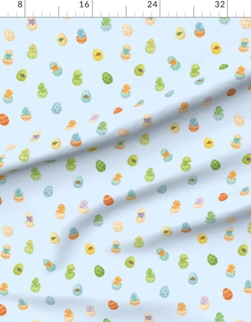 Easter Dino Eggs Watercolor Pattern on Soft Blue