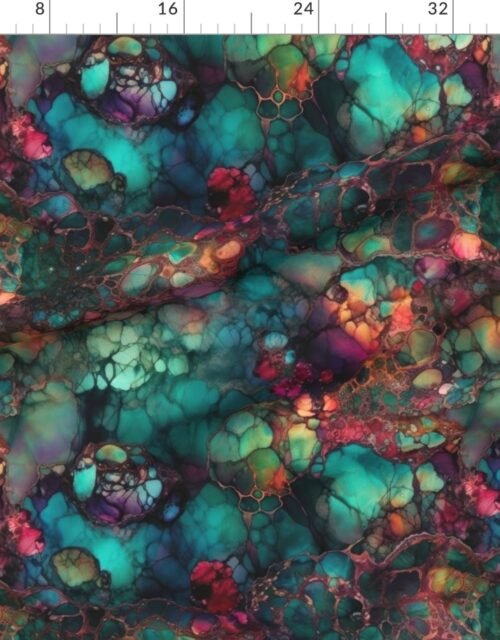 Inky Opal Swirl with Emerald Teal and Warm Ruby Accents