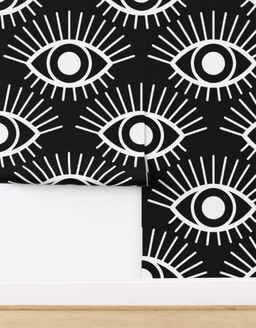 Mystical Eye Symbol in Classic Black and White Wallpaper